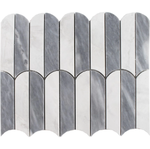 Stratus White Brushed, Deep Blue Polished - stone tile